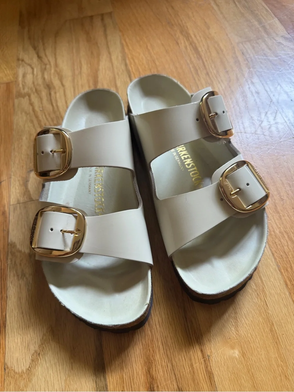 Birkenstock Big Buckle Cream Gold Sandals Size 39 - Picture 1 of 5